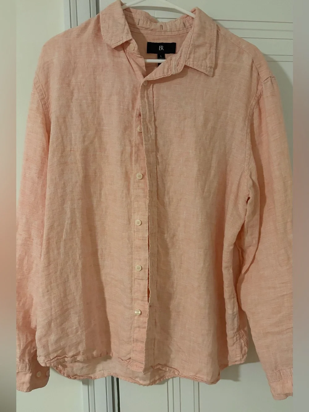 Banana Republic Men's Linen Button-Down Shirt in Peach